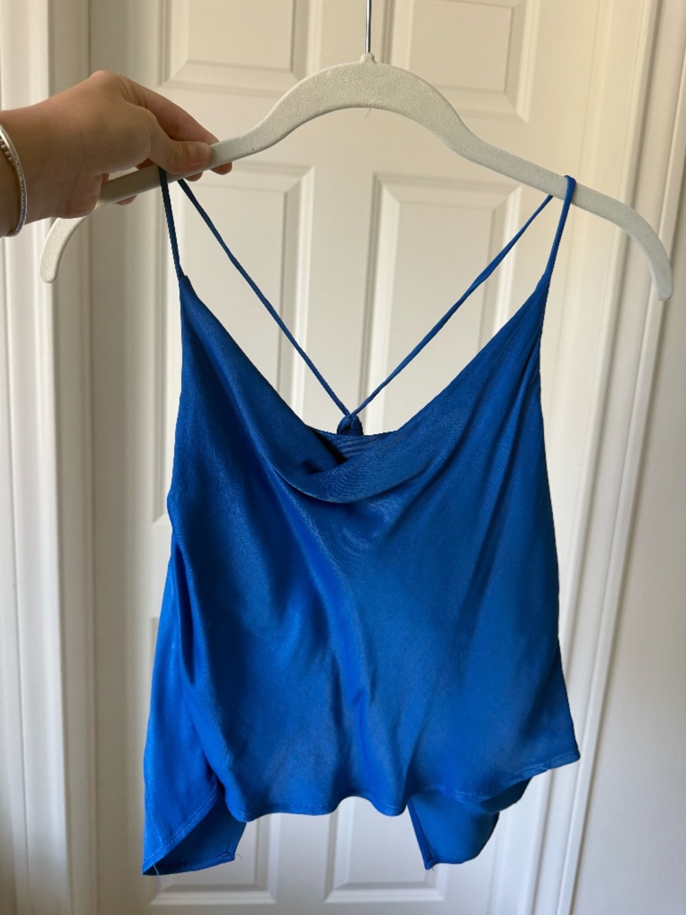 Zara Royal Blue Satin Cowl Neck Cami Top XS